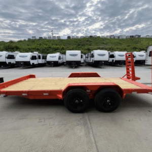 2024 Rice 7x16' Equipment Lowboy Trailer 9990# GVW * STAND UP RAMPS * TOOLBOX * LED'S * RED POWDERCOAT * TREADPLATE BEAVERTAIL * DROP LEG JACK * ADJUSTABLE COUPLER
