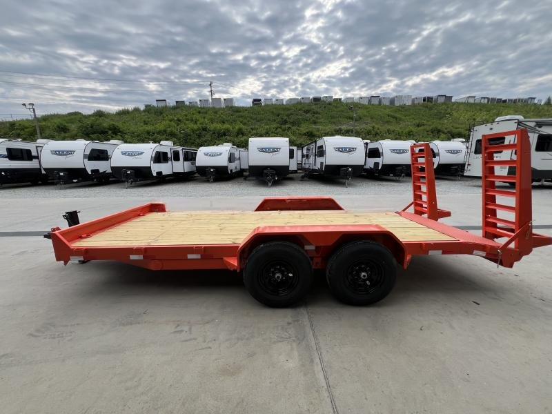 2024 Rice 7x16' Equipment Lowboy Trailer 9990# GVW * STAND UP RAMPS * TOOLBOX * LED'S * RED POWDERCOAT * TREADPLATE BEAVERTAIL * DROP LEG JACK * ADJUSTABLE COUPLER