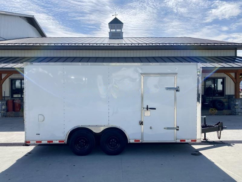 USED 2020 Bravo Trailers 8.5x16' Enclosed Car Hauler 9990# GVW * RAMP DOOR * 6'6" INTERIOR * WHITE * SIDE DOOR * ADJUSTABLE COUPLER * TRIPLE TUBE TONGUE * REAR STAB JACKS - Image 12