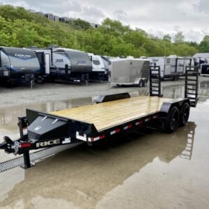2024 Rice 7x20' Car Hauler Trailer 9990# GVW * CHARCOAL GREY * LED'S * POWDERCOATED * 5" TONGUE AND FRAME * TREADPLATE BEAVERTAIL * DROP LEG JACK * ADJUSTABLE COUPLER