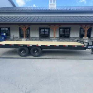 2024 Sure-Trac 102x22 Flatbed Deckover Trailer 15000# GVW * 8' SLIDE IN RAMPS * 10" I-BEAM MAINFRAME * CHANNEL SIDE RAIL * RUBRAIL/STAKE POCKETS/D-RINGS * ADJUSTABLE COUPLER * 12K DROP LEG JACK * LED'S