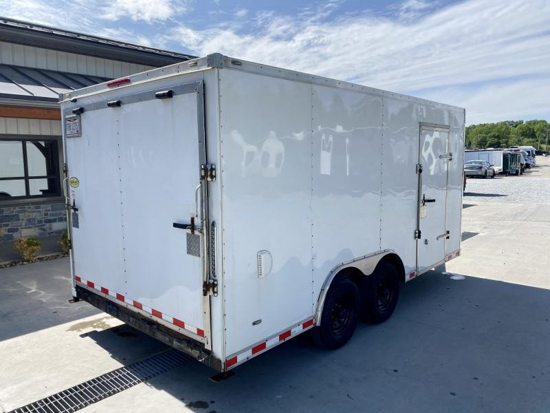 USED 2020 Bravo Trailers 8.5x16' Enclosed Car Hauler 9990# GVW * RAMP DOOR * 6'6" INTERIOR * WHITE * SIDE DOOR * ADJUSTABLE COUPLER * TRIPLE TUBE TONGUE * REAR STAB JACKS - Image 20