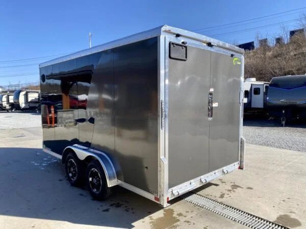 2023 NEO Trailers 7.5x14' NAMR Aluminum Enclosed Motorcycle Trailer – Black & Charcoal, UTV Package, Torsion Suspension, and More - Image 5