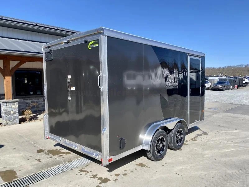 2023 NEO Trailers 7.5x14' NAMR Aluminum Enclosed Motorcycle Trailer – Black & Charcoal, UTV Package, Torsion Suspension, and More - Image 3