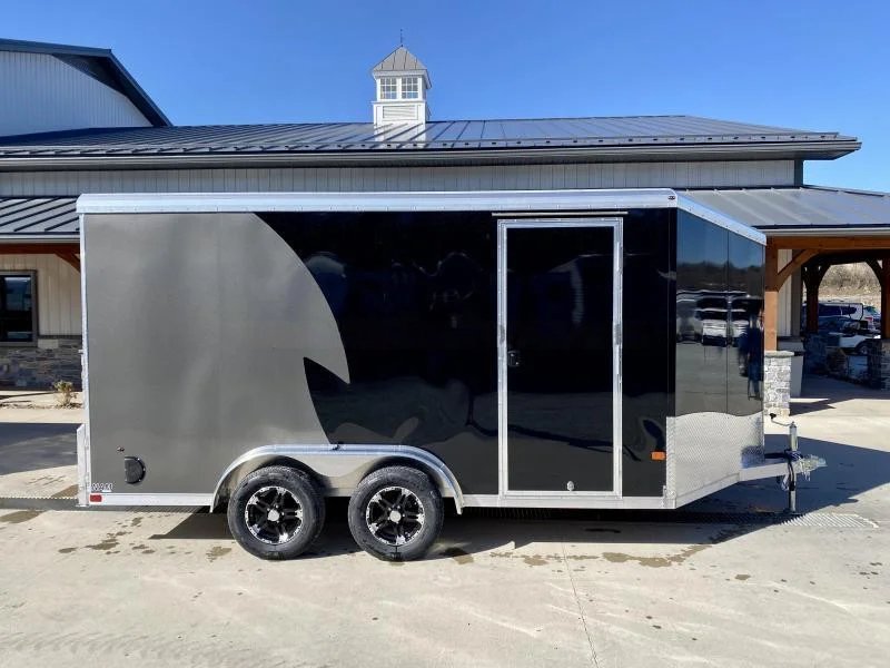 2023 NEO Trailers 7.5x14' NAMR Aluminum Enclosed Motorcycle Trailer – Black & Charcoal, UTV Package, Torsion Suspension, and More - Image 2