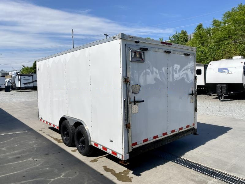 USED 2020 Bravo Trailers 8.5x16' Enclosed Car Hauler 9990# GVW * RAMP DOOR * 6'6" INTERIOR * WHITE * SIDE DOOR * ADJUSTABLE COUPLER * TRIPLE TUBE TONGUE * REAR STAB JACKS - Image 4