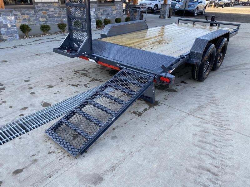 2024 Lamar 7x18' Equipment Trailer 14000# GVW * DELUXE OVERWIDTH RAMPS W/ HEAVY MESH * CHARCOAL POWDERCOAT * RUBRAIL/STAKE POCKETS/PIPE SPOOLS/D-RINGS * REM FENDERS * 12K JACK * CAST COUPLER * SPRING ASSIST * COLD WEATHER HARNESS - Image 5
