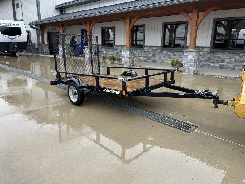 USED 2022 Karavan 5x8' Single Axle Utility Landscape Trailer – 2000# GVW, Pipe Top, Fold-Down Sides - Image 10