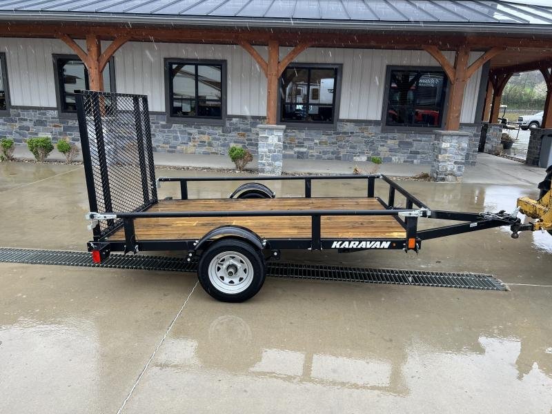 USED 2022 Karavan 5x8' Single Axle Utility Landscape Trailer – 2000# GVW, Pipe Top, Fold-Down Sides - Image 6