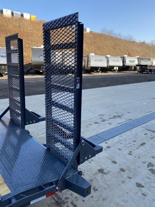 USED 2022 AMO 7x18' Equipment Trailer – 9990# GVW, Stand-Up Ramps, Beavertail, Removable Fenders, and More