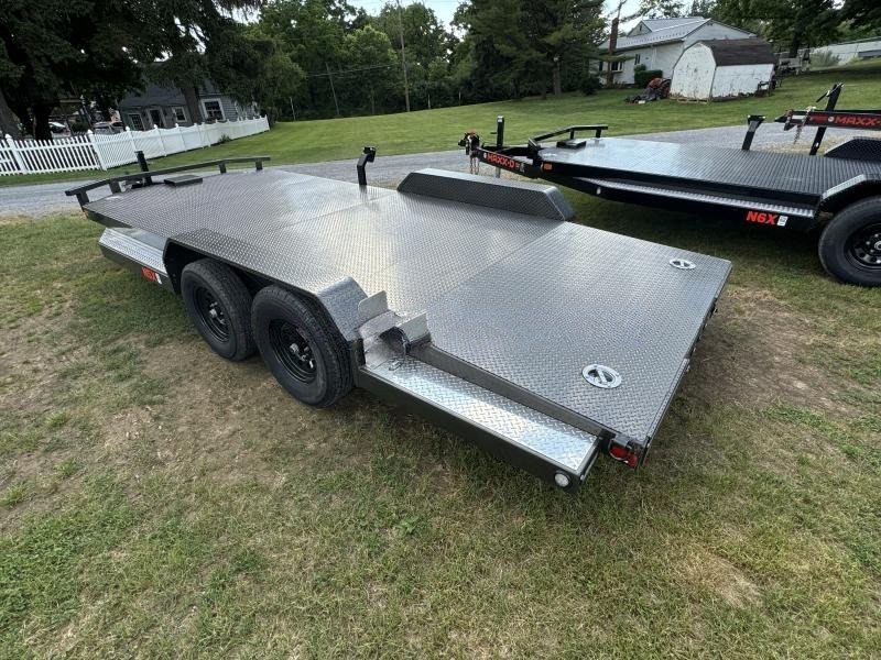2024 MAXXD 7x18' N5X Steel Deck Car Hauler Trailer 7000# GVW * METALLIC GREY * WINCH PLATE * SLIPPER SPRINGS * 16" O.C CROSSMEMBERS/3" CHANNEL * 10GA STEEL FLOOR * RUNNING BOARDS * 5" TONGUE/FRAME * ADJUSTABLE COUPLER * DROP LEG JACK - Image 2
