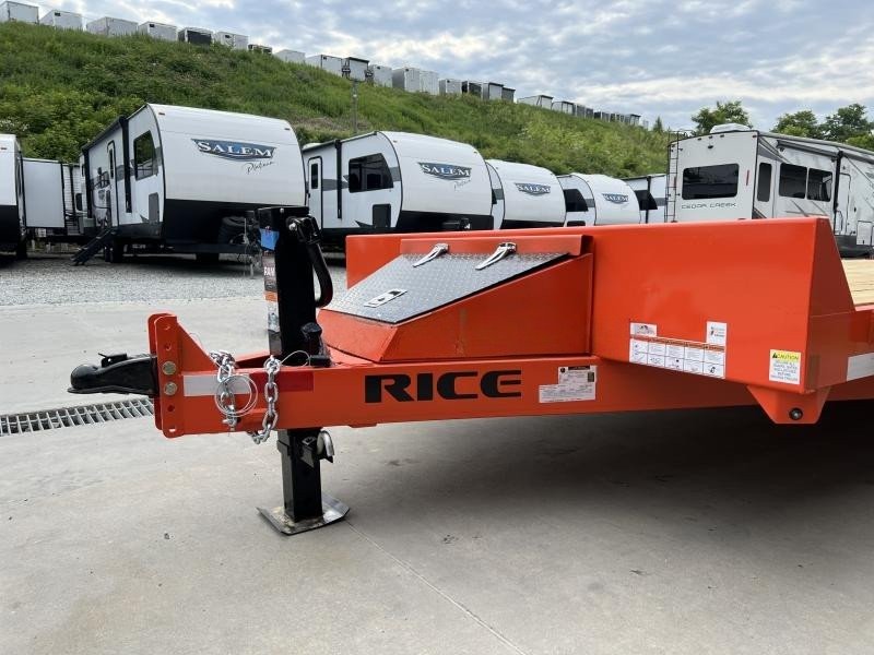 2024 Rice 7x18' Equipment Lowboy Trailer 14000# GVW * ORANGE POWDERCOAT * STAND UP WEDGE RAMPS * TOOLBOX * LED'S * 6" TONGUE AND FRAME * TREADPLATE BEAVERTAIL * DROP LEG JACK * ADJUSTABLE COUPLER - Image 2