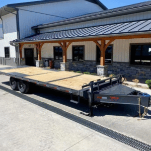 2023 Sure-Trac 102x16 Flatbed Deckover Trailer 9900# GVW * 8' SLIDE IN PUNCH PLATE RAMPS * TUBE SIDE RAIL + CROSSMEMBERS * RUBRAIL/STAKE POCKETS/D-RINGS * SPARE MOUNT * ADJUSTABLE COUPLER * DROP LEG JACK