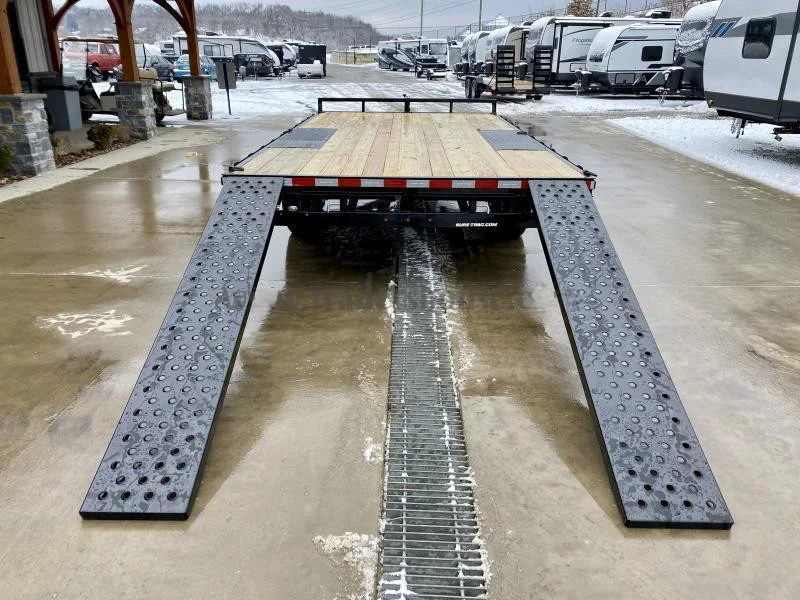 2023 Sure-Trac 102x16 Flatbed Deckover Trailer 9900# GVW * 8' SLIDE IN PUNCH PLATE RAMPS * TUBE SIDE RAIL + CROSSMEMBERS * RUBRAIL/STAKE POCKETS/D-RINGS * SPARE MOUNT * ADJUSTABLE COUPLER * DROP LEG JACK - Image 3