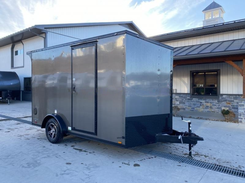2024 Cargo Mate 7.5x12' Enclosed Cargo Trailer – 2990# GVW, Electric Brakes, Charcoal Blackout - Image 2