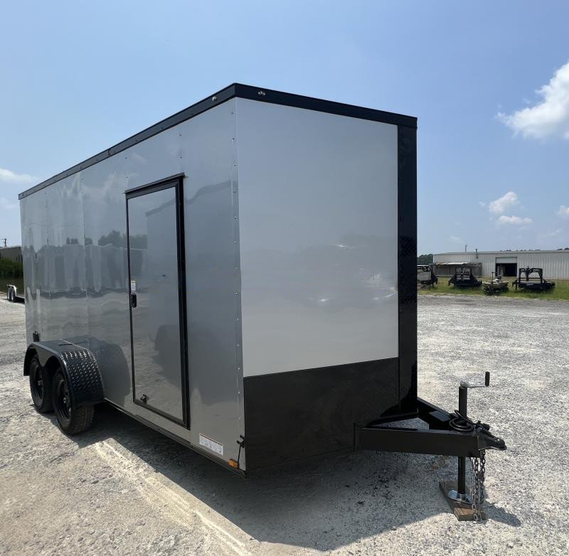 2024 Cargo Mate 7.5x12' Enclosed Cargo Trailer – 2990# GVW, Electric Brakes, Charcoal Blackout